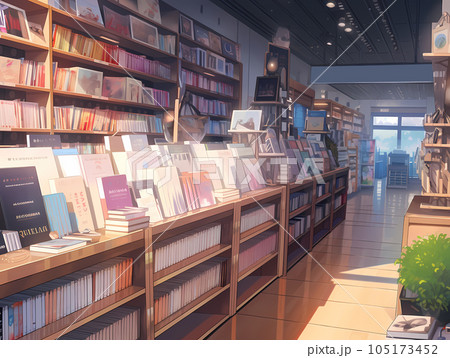 書籍が並ぶ街の本屋さんの店内のイラスト素材 [105173452] - PIXTA