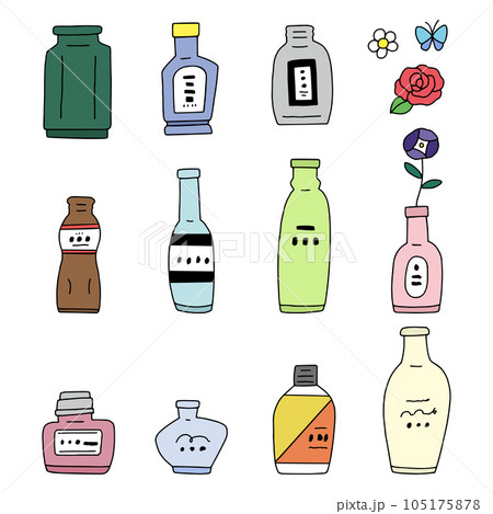 いろいろな花瓶や瓶のイラストセット 105175878
