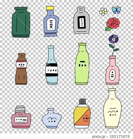 いろいろな花瓶や瓶のイラストセット 105175878