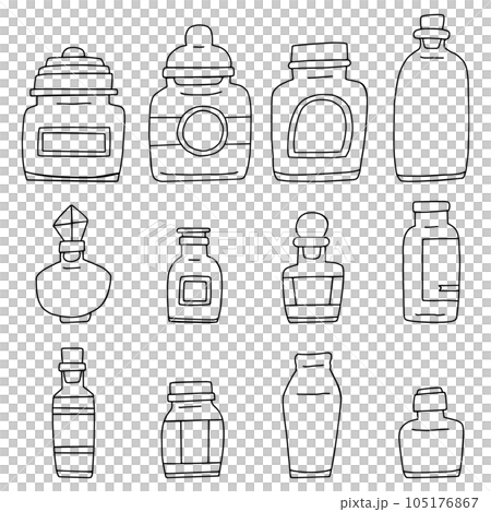 各種瓶子和容器的插圖集/線圖 105176867