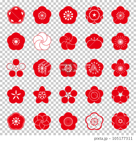 梅花矢量圖圖標集 105177311