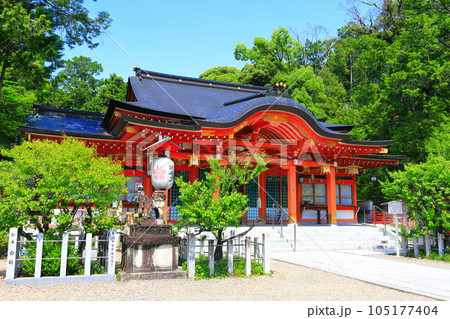 【京都府】晴天の長岡天満宮の社殿 105177404