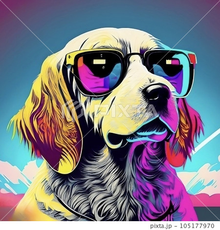 サングラスをかけた犬のポップアートのイラスト素材 [105177970] - PIXTA