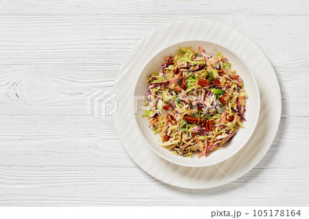 fresh coleslaw with cabbage, carrots, onion, pecan 105178164