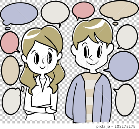 夫婦と吹き出し 105178179