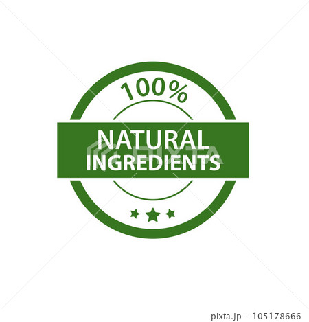 Natural product, only natural ingredients stamp, organic product icon, eco emblem, green label Natural product, only natural ingredients stamp, organic product icon, eco emblem, green label 105178666