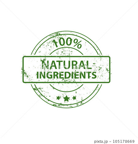 Natural product, only natural ingredients stamp, organic product icon, eco emblem, green label Natural product, only natural ingredients stamp, organic product icon, eco emblem, green label 105178669
