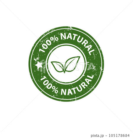 Natural product, only natural ingredients stamp, organic product icon, eco emblem, green label 105178684