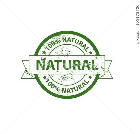Natural product, only natural ingredients stamp, organic product icon, eco emblem, green label Natural product, only natural ingredients stamp, organic product icon, eco emblem, green label 105178706