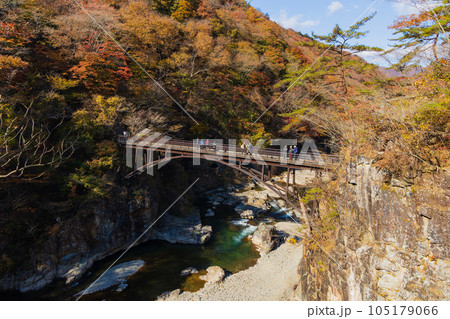 栃木日光市 日光国立公園 紅葉の龍王峡 虹見橋 栃木日光市 日光国立公園 紅葉の龍王峡 虹見橋 105179066