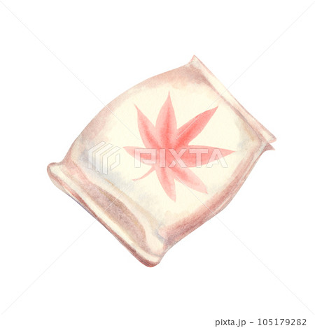 Watercolor traditional Japanese sweets Momiji Manju are sweet pastries stuffed in the shape of a maple leaf, made during the autumn season of admiring maple trees. 105179282