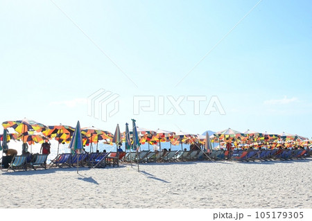 ビーチに並ぶパラソル 105179305