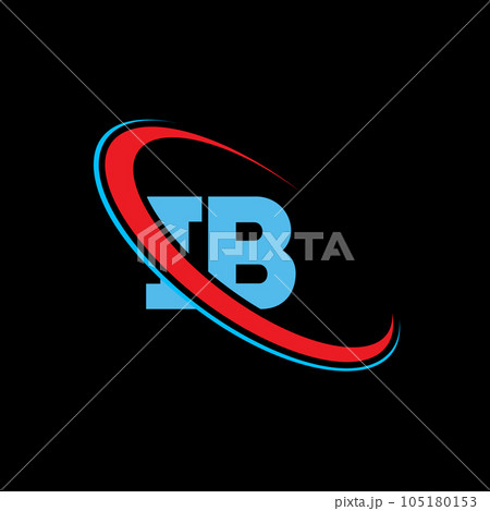 IB, I B letter logo design. Initial letter IB linked circle uppercase monogram logo red and blue. IB logo, I B design 105180153