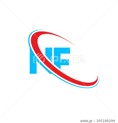 NF N F letter logo design. Initial letter NF linked circle upercase monogram logo red and blue. NF logo, N F design NF N F letter logo design. Initial letter NF linked circle upercase monogram logo red and blue. NF logo, N F design 105180294