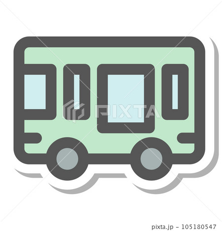 ステッカー風ミニミニアイコン　バス 105180547