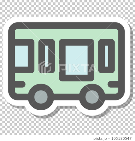 ステッカー風ミニミニアイコン　バス 105180547