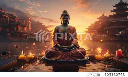 golden buddha in the mountains of tibet golden buddha in the mountains of tibet 105180768
