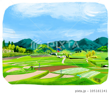 日本の田園風景のイラスト素材 [105181141] - PIXTA