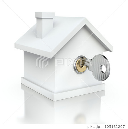 White house with the key - 3D illustration White house with the key - 3D illustration 105181207