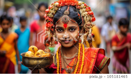 woman at the Telangana festival. 105181465