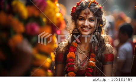 woman at the Telangana festival. 105181467