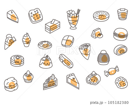 アウトラインスイーツの壁紙イラストアイコンセット　オレンジ 105182380
