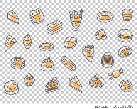 Outline sweets wallpaper illustration icon set orange 105182380