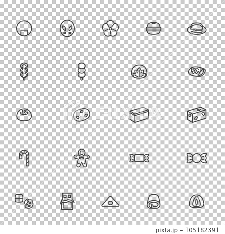 ミニミニ飲食線画アイコンセット02 ミニミニ飲食線画アイコンセット02 105182391