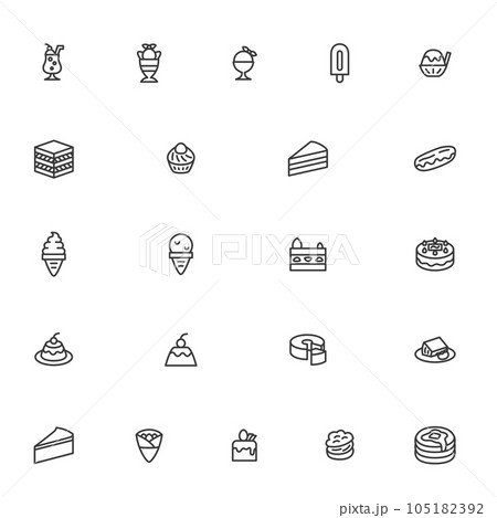 ミニミニ飲食線画アイコンセット01 105182392
