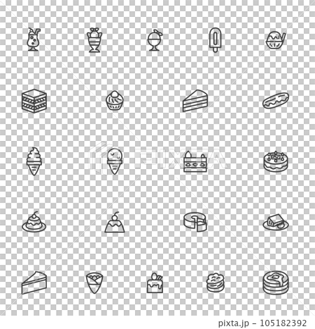 ミニミニ飲食線画アイコンセット01 105182392