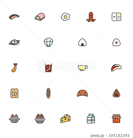 ミニミニ飲食カラーアイコンセット05 105182393