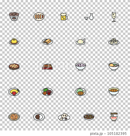 ミニミニ飲食カラーアイコンセット04 105182395