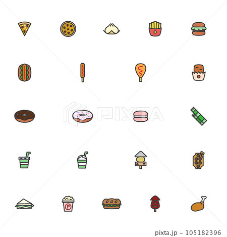 ミニミニ飲食カラーアイコンセット03 105182396