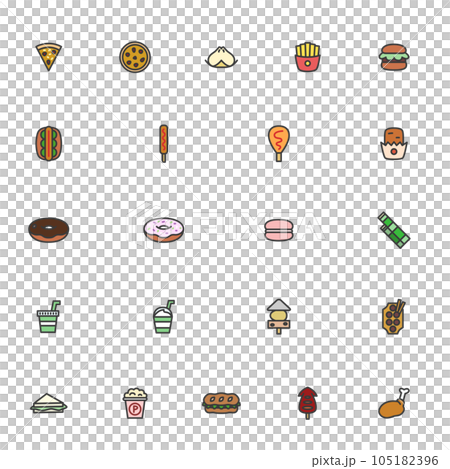 ミニミニ飲食カラーアイコンセット03 105182396
