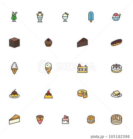 ミニミニ飲食カラーアイコンセット01 ミニミニ飲食カラーアイコンセット01 105182398