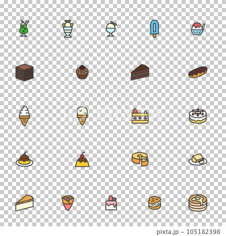 ミニミニ飲食カラーアイコンセット01 ミニミニ飲食カラーアイコンセット01 105182398