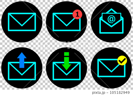 Illustration of icons sending and receiving emails in an envelope Illustration of icons sending and receiving emails in an envelope 105182949