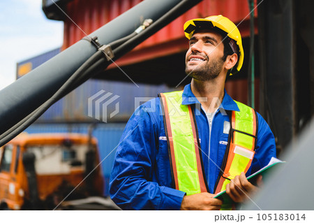 Industrial engineer worker working at overseas shipping container yard Industrial engineer worker working at overseas shipping container yard 105183014