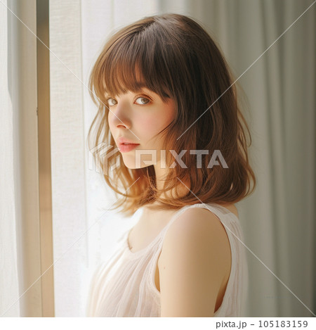 ゆるふわヘアのモデル(髪の質感特化) ゆるふわヘアのモデル(髪の質感特化) 105183159