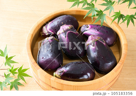 桶で冷やした水茄子　和歌山県産 105183356