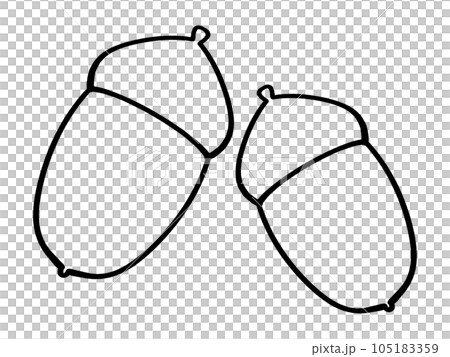 シンプルでかわいいどんぐり二つのイラスト素材　線画 105183359