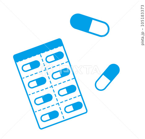 青いカプセル剤のイラスト 青いカプセル剤のイラスト 105183373