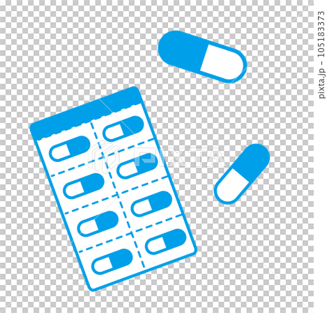 青いカプセル剤のイラスト 青いカプセル剤のイラスト 105183373