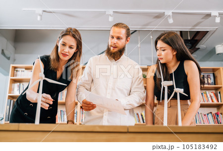 Happy group of business people meeting and brainstorming together 105183492