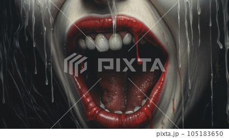 mouth covered in blood. 105183650