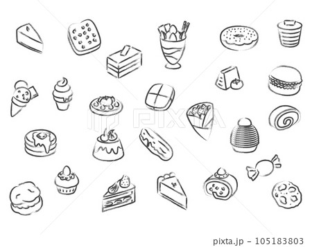 筆書きスイーツの壁紙イラストアイコンセット 筆書きスイーツの壁紙イラストアイコンセット 105183803
