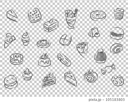 筆書きスイーツの壁紙イラストアイコンセット 筆書きスイーツの壁紙イラストアイコンセット 105183803