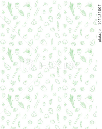 カラー野菜パターン壁紙イラスト 線画縦向き カラー野菜パターン壁紙イラスト 線画縦向き 105183807
