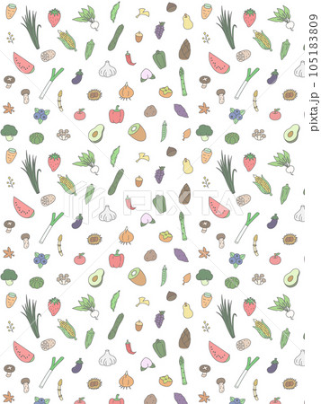 カラー野菜パターン壁紙イラスト 縦向き カラー野菜パターン壁紙イラスト 縦向き 105183809