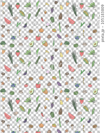 カラー野菜パターン壁紙イラスト 縦向き カラー野菜パターン壁紙イラスト 縦向き 105183809